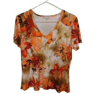 Peter Nygard Top Short Sleeve Multi Size Medium